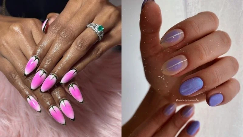 Aura Nails Invernal: Mistério e Profundidade em Degradê - detalhe