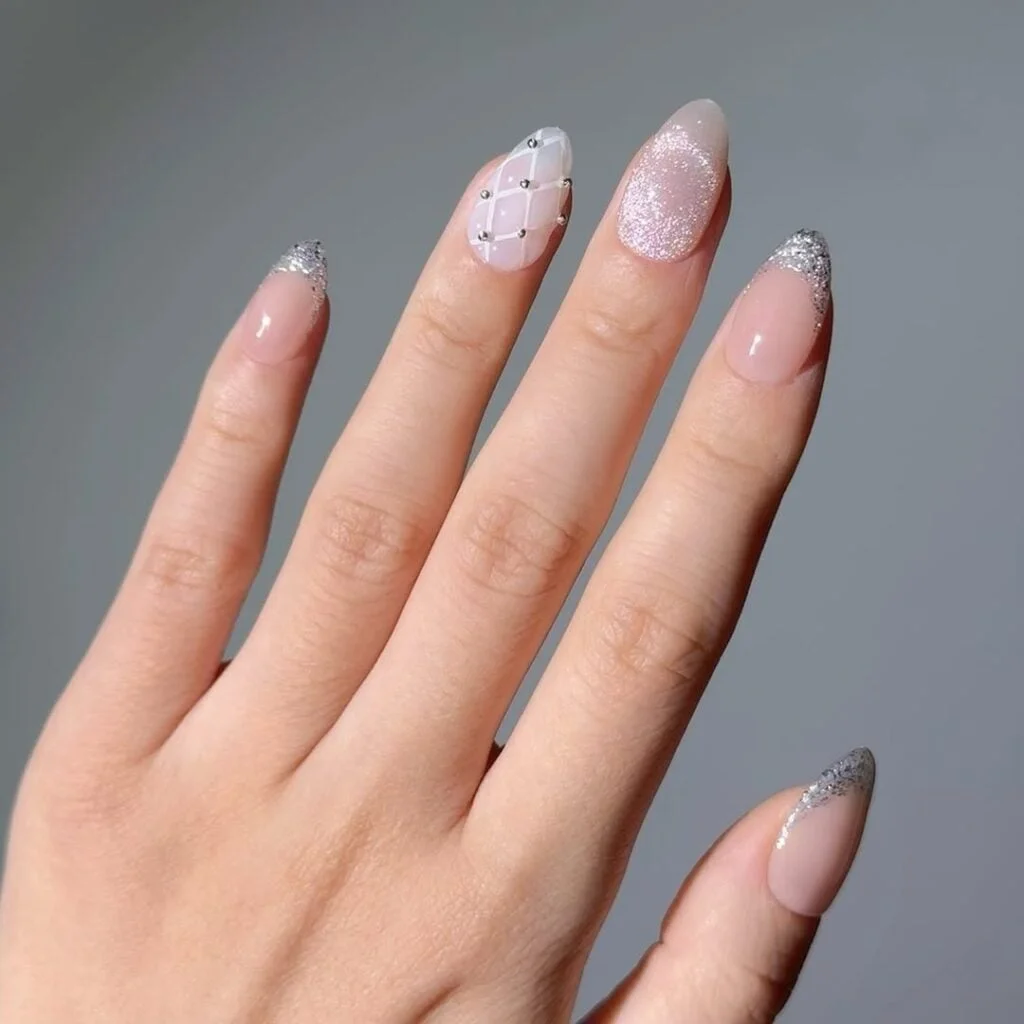 Degradê Estelar: Do Prata ao Champagne Cintilante - detalhe