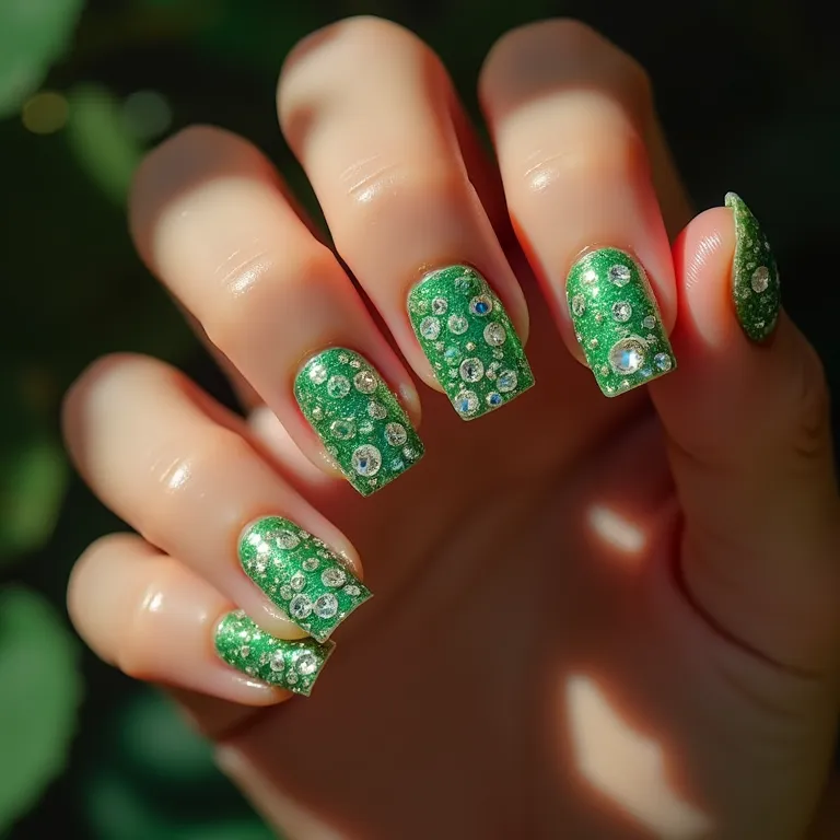 Verde Esmeralda com Pedrarias e Desenhos Minimalistas - detalhe