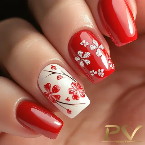 Floral Delicado: Detalhes Românticos em Suas Unhas - detalhe