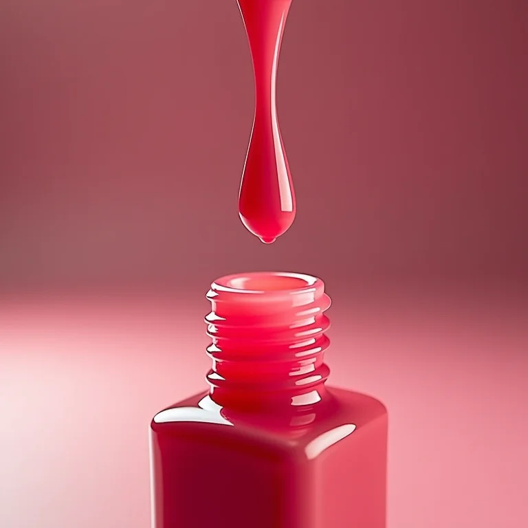 Acetona sendo adicionada ao esmalte para diluir.