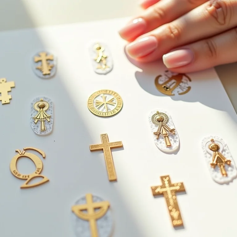 Adesivos e carimbos para unhas com tema religioso: praticidade e versatilidade.