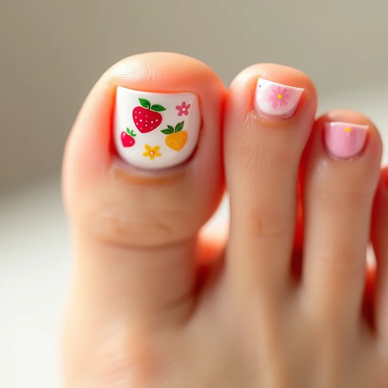 Adesivos e películas nas unhas dos pés.