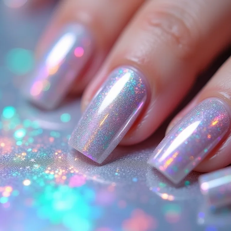 Adesivos holográficos para unhas de vidro