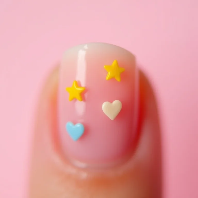 Adesivos temáticos em unhas curtas