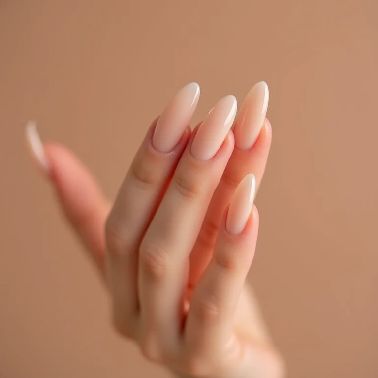 Alongamento de unhas nude.