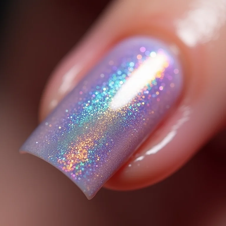 Amostra de esmalte glitter holográfico da Impala
