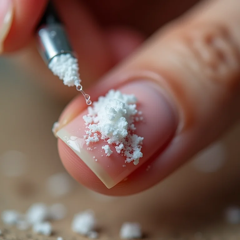 Aplicação de bicarbonato de sódio em unha manchada.