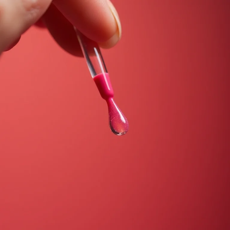 Aplicação de óleo para cutículas em unhas rosas