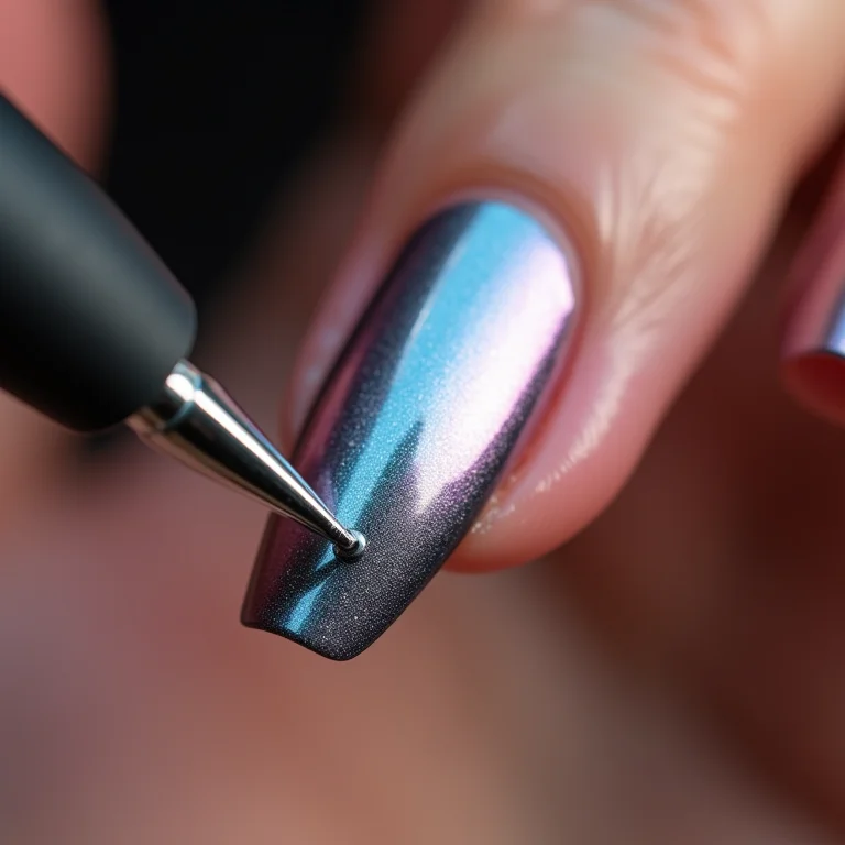 Aplicação de película cromada nas unhas