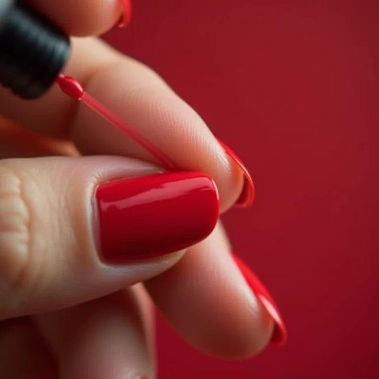 Aplicação de spray secante em unhas recém-pintadas.