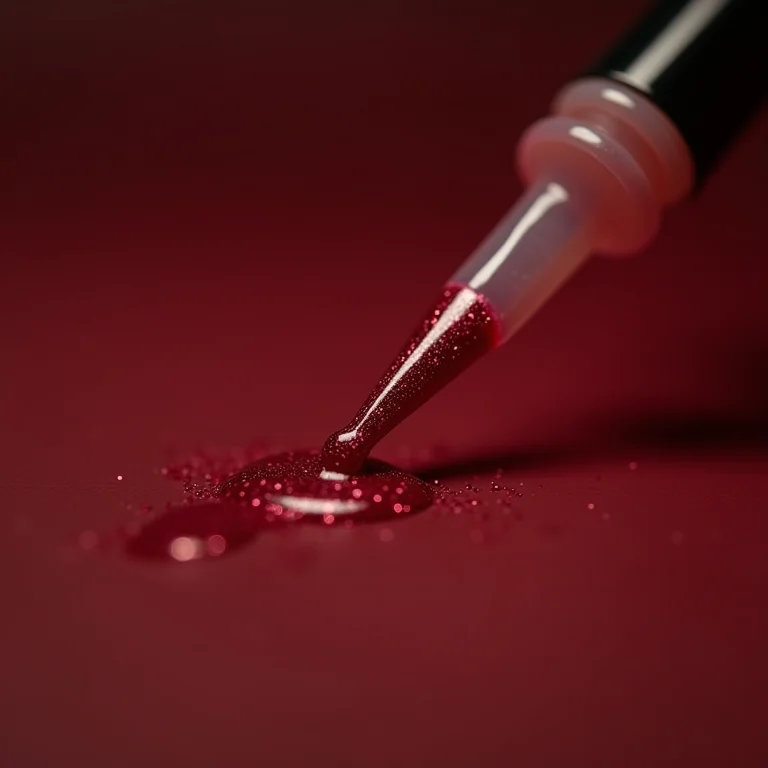 Aplicando top coat para aumentar a durabilidade do glitter nas unhas.