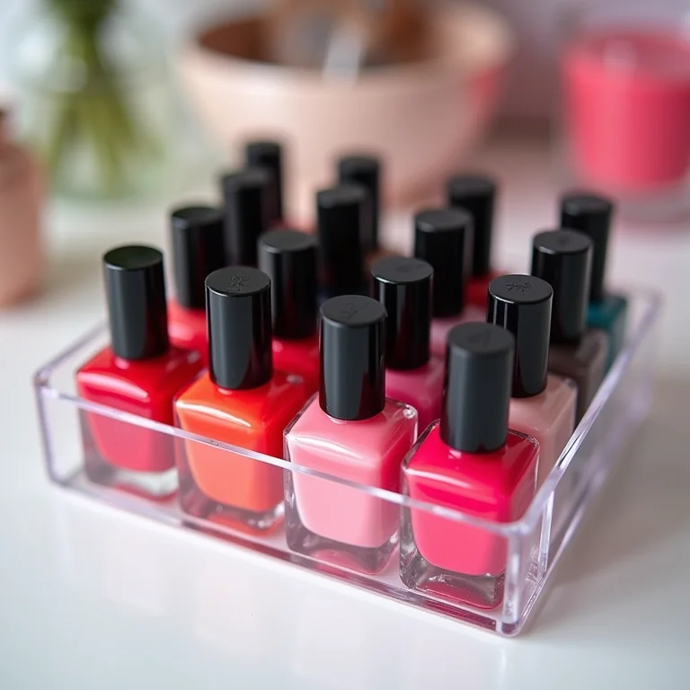 Caixa organizadora transparente com esmaltes