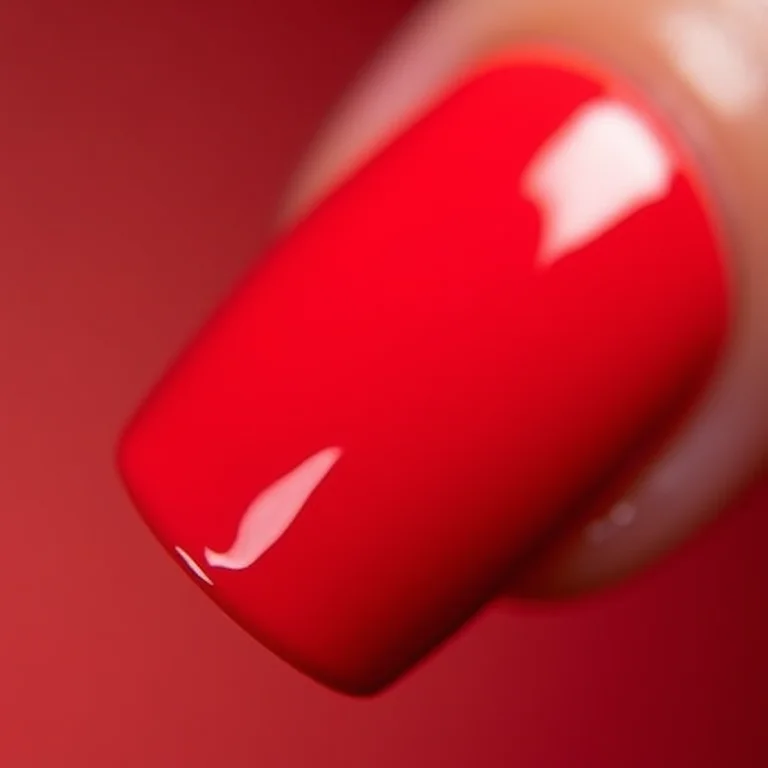 Camada grossa de esmalte vermelho com textura irregular
