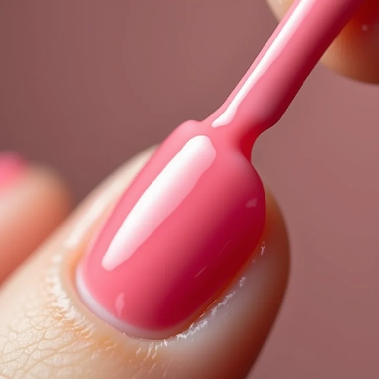 Camadas finas de esmalte sendo aplicadas em uma unha.