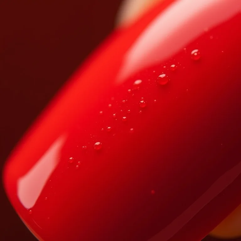 Camadas grossas e irregulares de esmalte vermelho