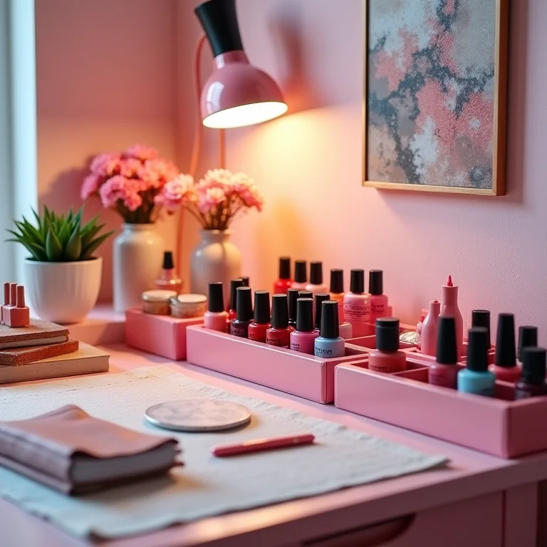 Cantinho temático para organização de esmaltes