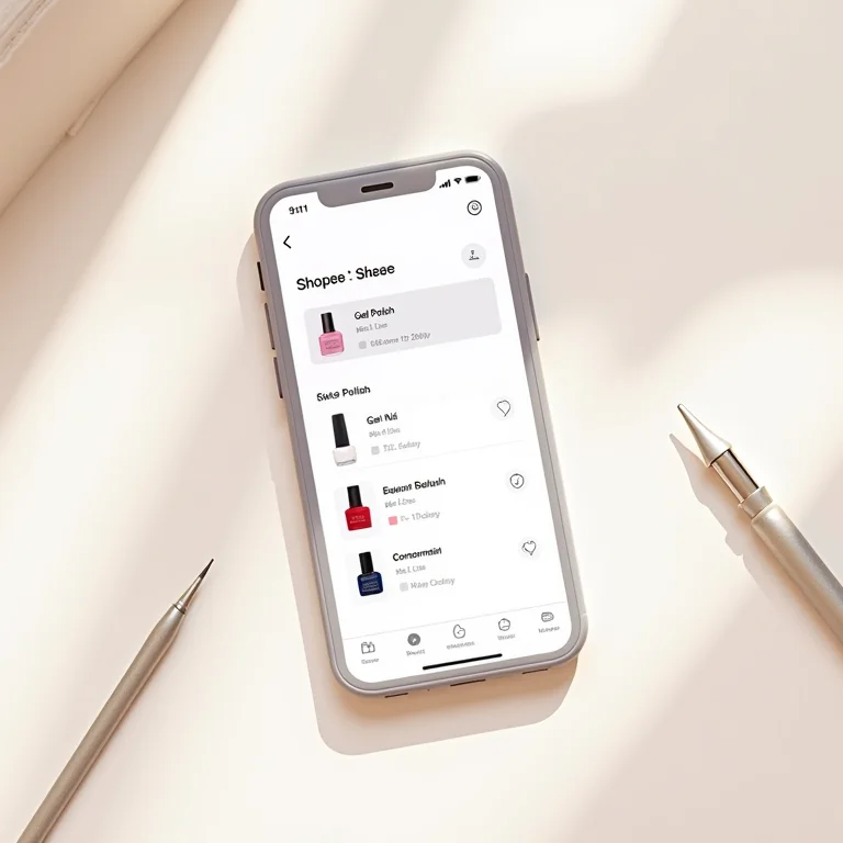 Captura de tela do aplicativo Shopee mostrando resultados de busca por esmalte em gel.