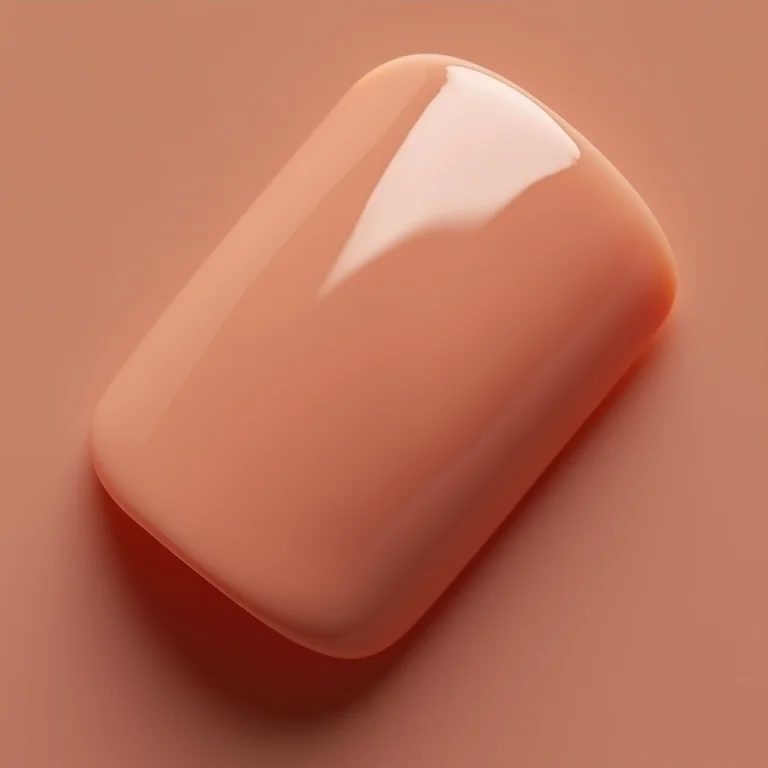 Close-up de esmalte nude Mohda elegante e discreto.