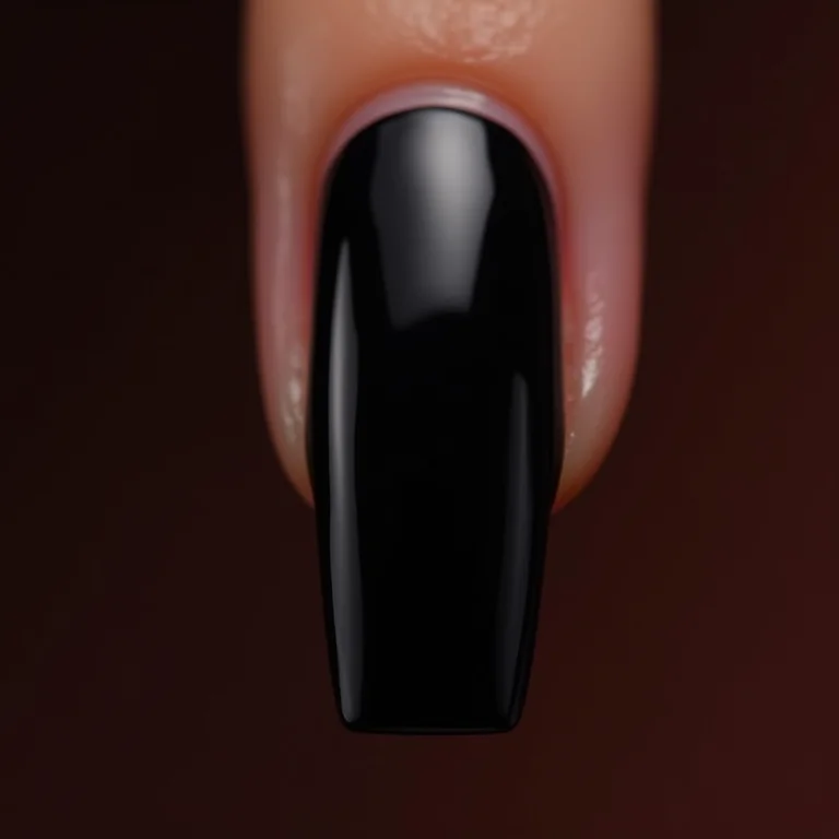 Close-up de esmalte preto Mohda moderno e poderoso.