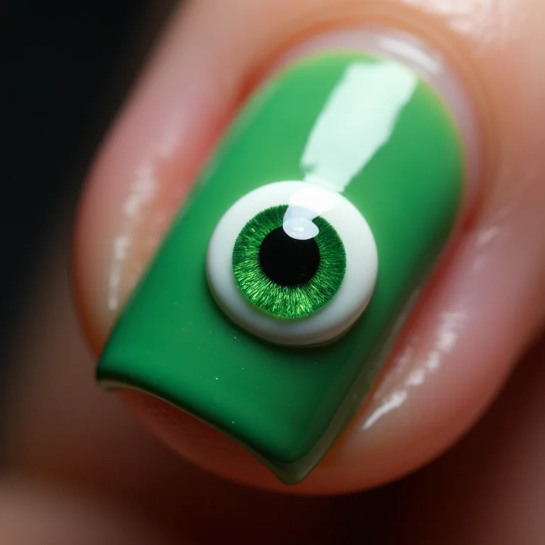 Close-up de unha decorada com o Plâncton.