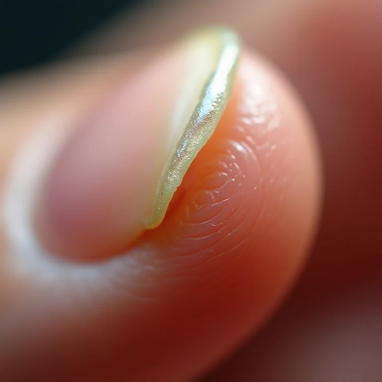 Close-up de unha fraca e quebradiça