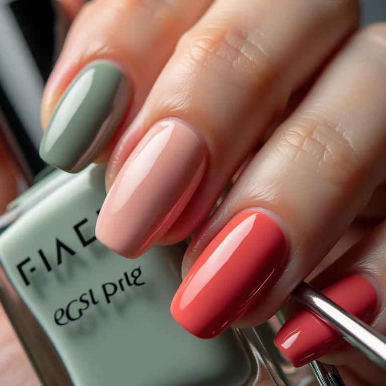 Close up de unhas com esmaltes Impala e carrinho de compras no fundo.