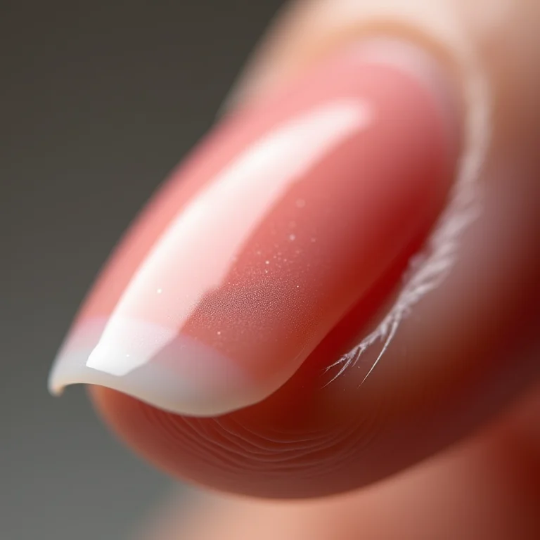 Close-up extremo da estrutura de uma unha saudável