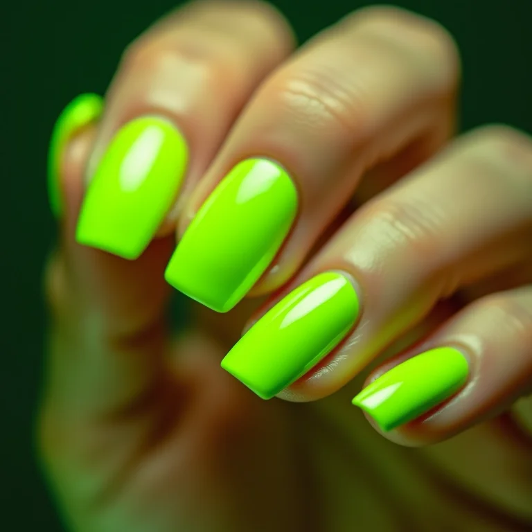Close up extremo de francesinha verde neon