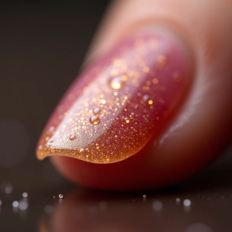 Close-up extremo de unha com esmalte fortalecedor