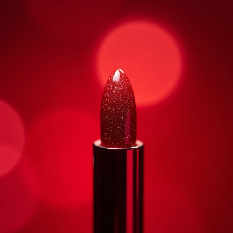 Close-up extremo de unha com glitter vermelho Risqué