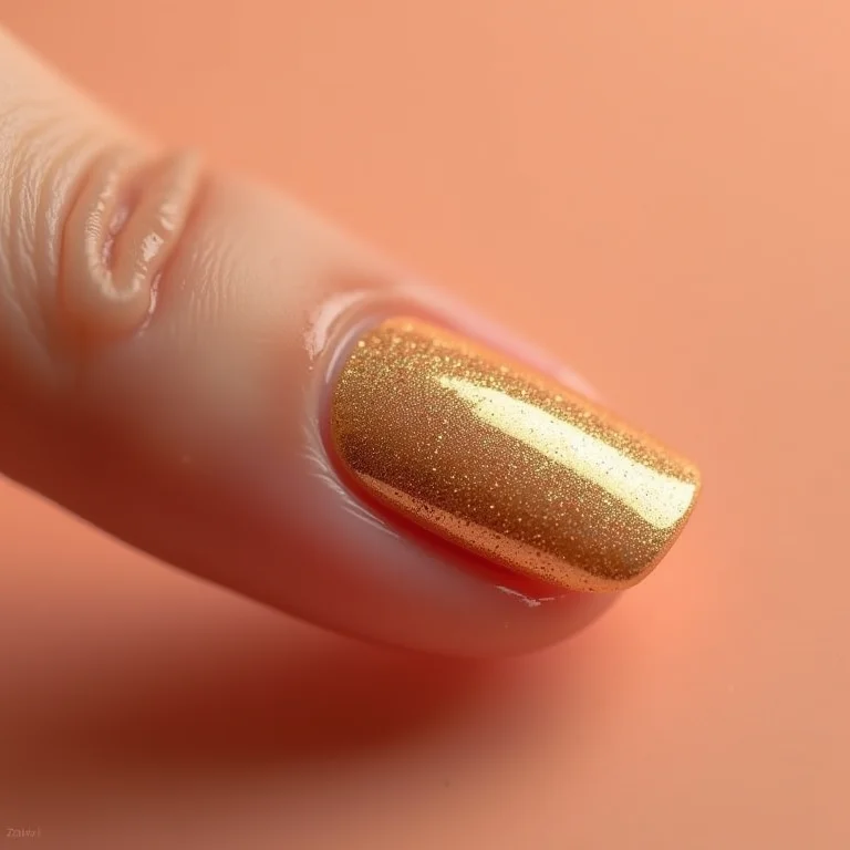 Close-up extremo de unha filha única com glitter dourado