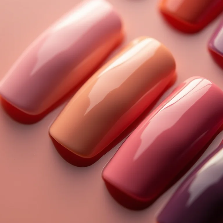 Close up extremo de unhas com diferentes cores de esmalte Impala.