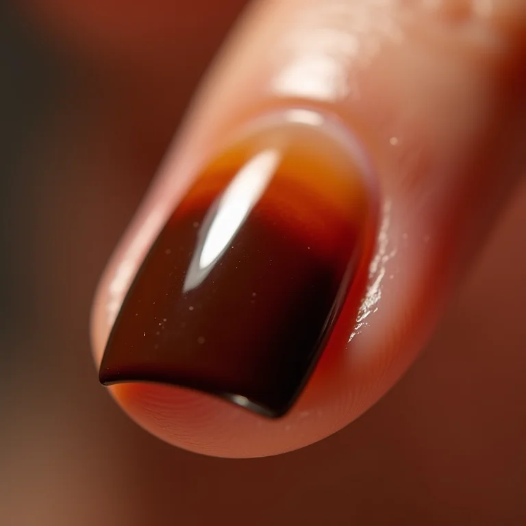 Close up extremo de unhas degradê marrom