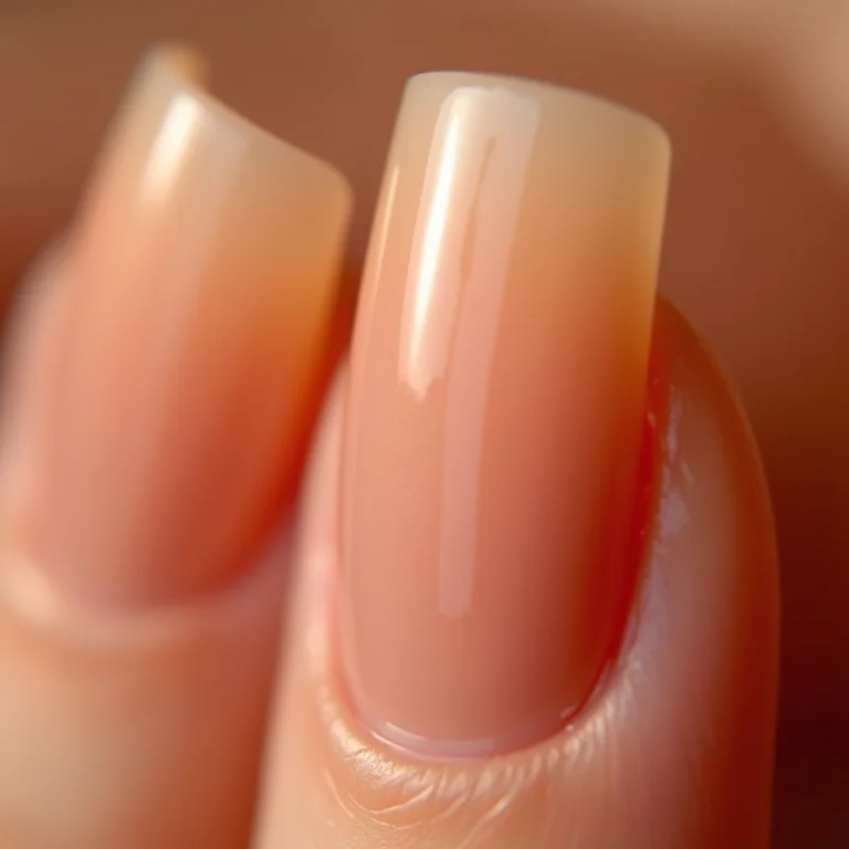 Close-up extremo de unhas nude clássicas e elegantes da Sephora.