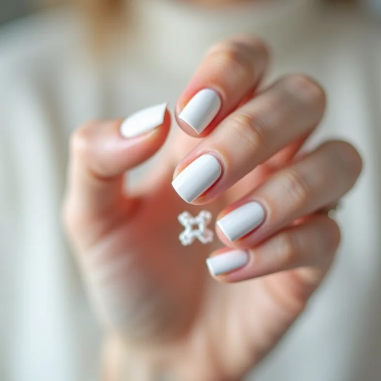Close-up extremo do esmalte branco Alpine Snow da OPI.