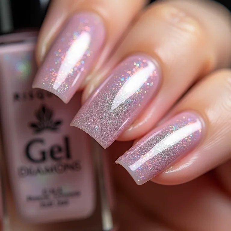 Close-up extremo do esmalte Risqué Diamond Gel.