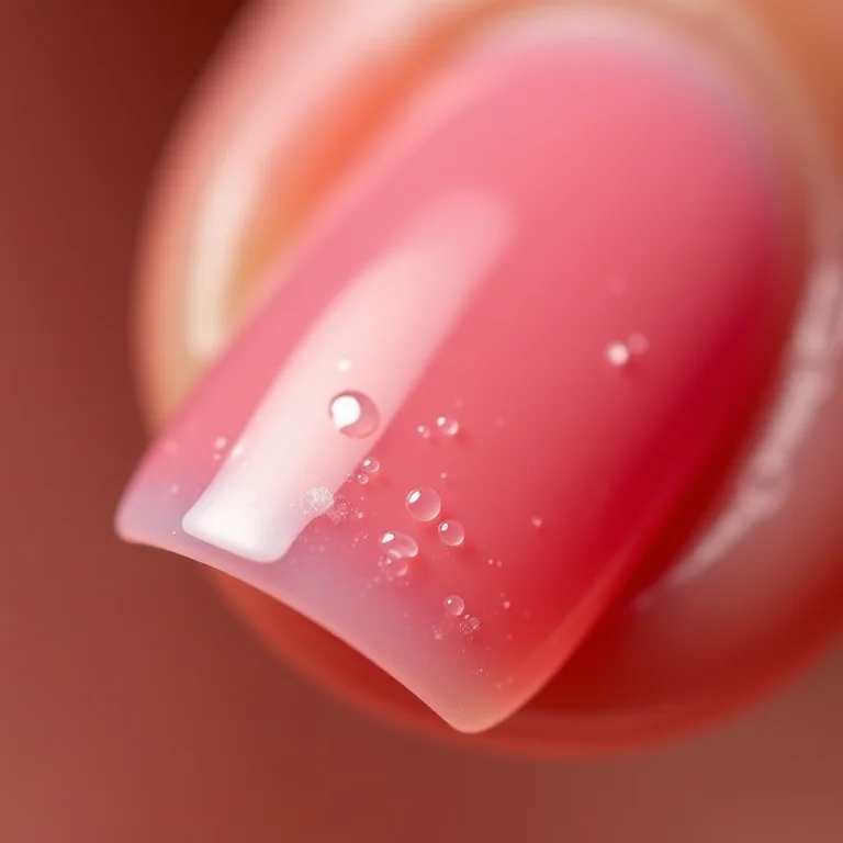 Close-up mostrando desvantagens da unha de gel