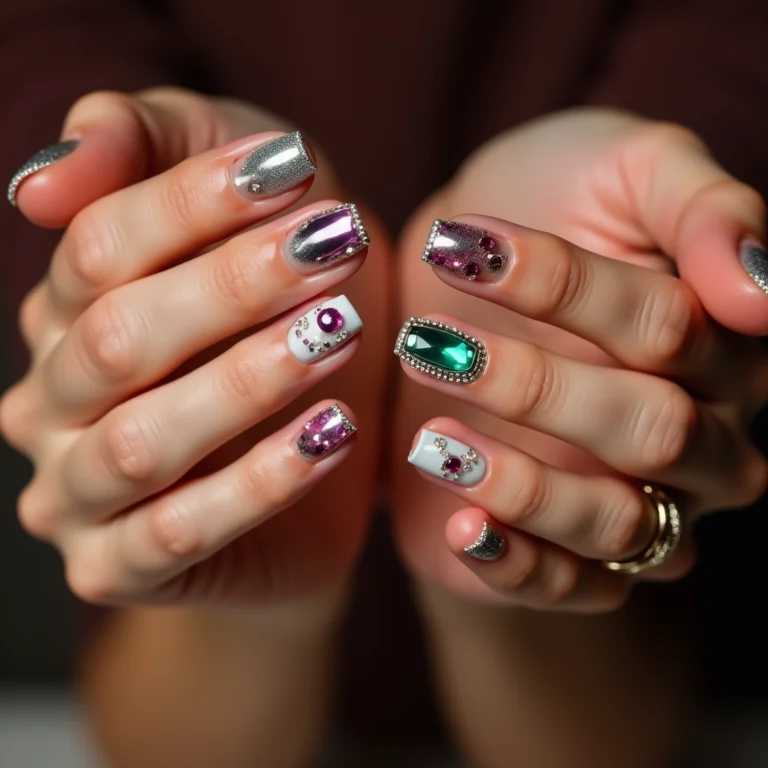 Combinações únicas de joias nas unhas