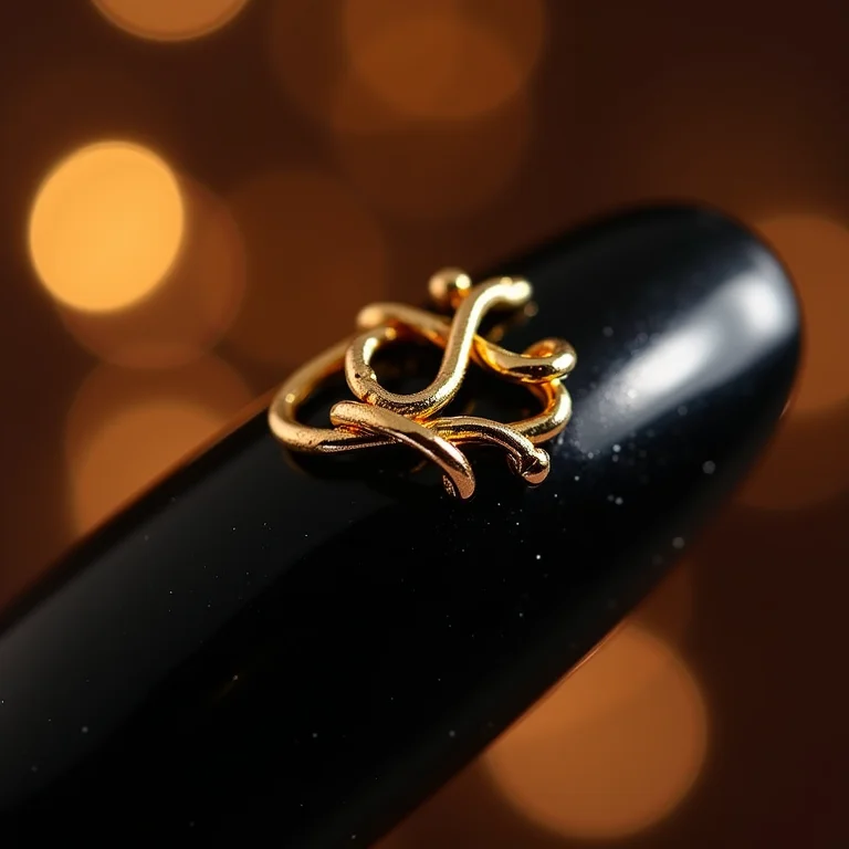 Contraste sofisticado: fios de ouro e esmalte escuro