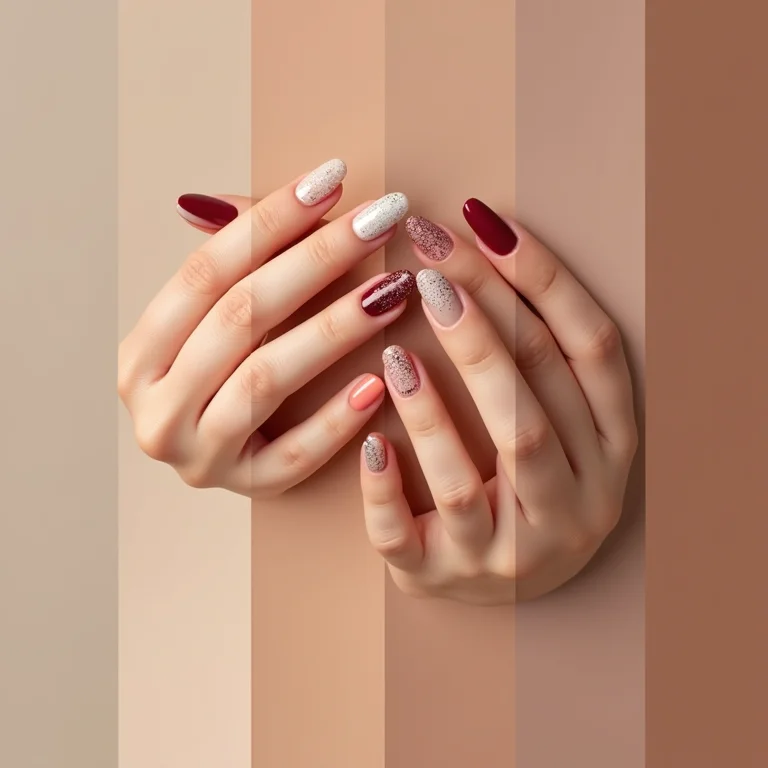Cores de esmalte que combinam com a decoração na ponta