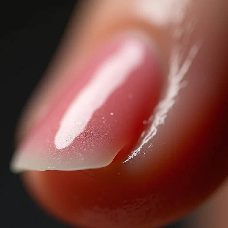 Cutículas ressecadas contrastando com unhas brilhantes