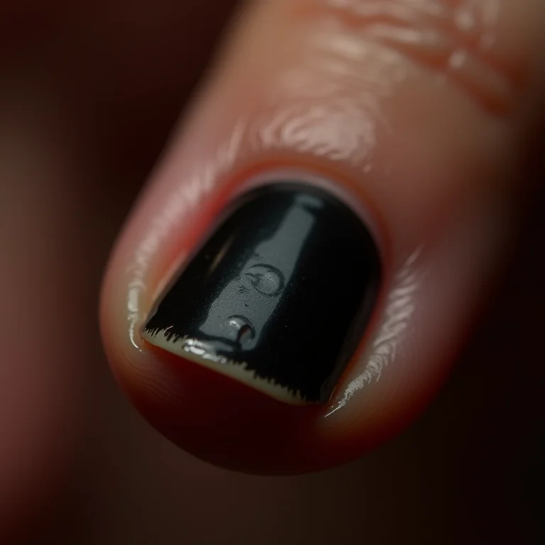 Cutículas ressecadas e rachadas ao redor de unha preta