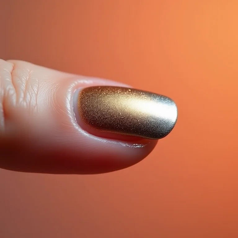 Degradê metalizado dourado para prata nas unhas