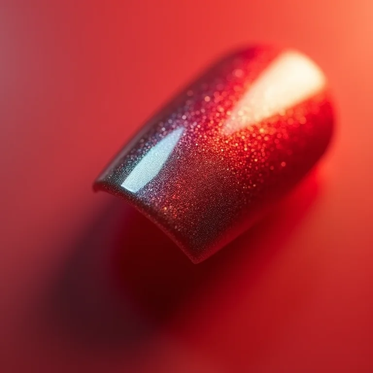 Degradê vermelho e prata em unhas