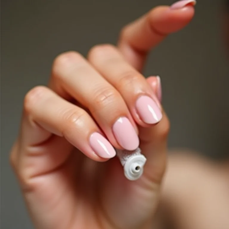 Demonstração da aplicação correta do spray secante nas unhas.