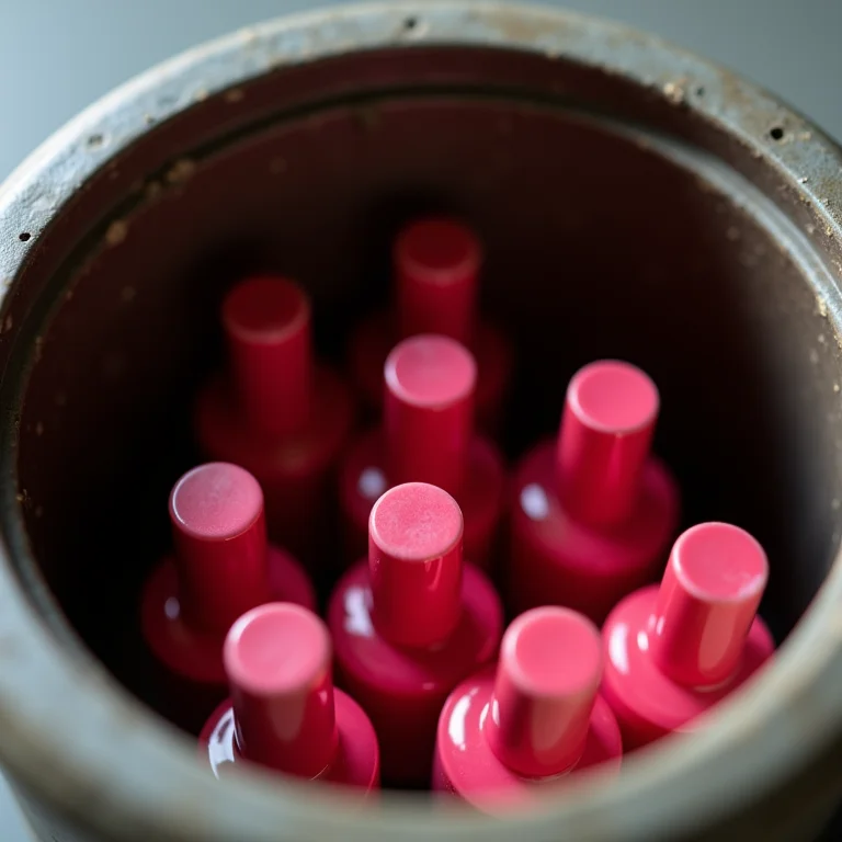 Descarte correto de esmaltes vencidos.