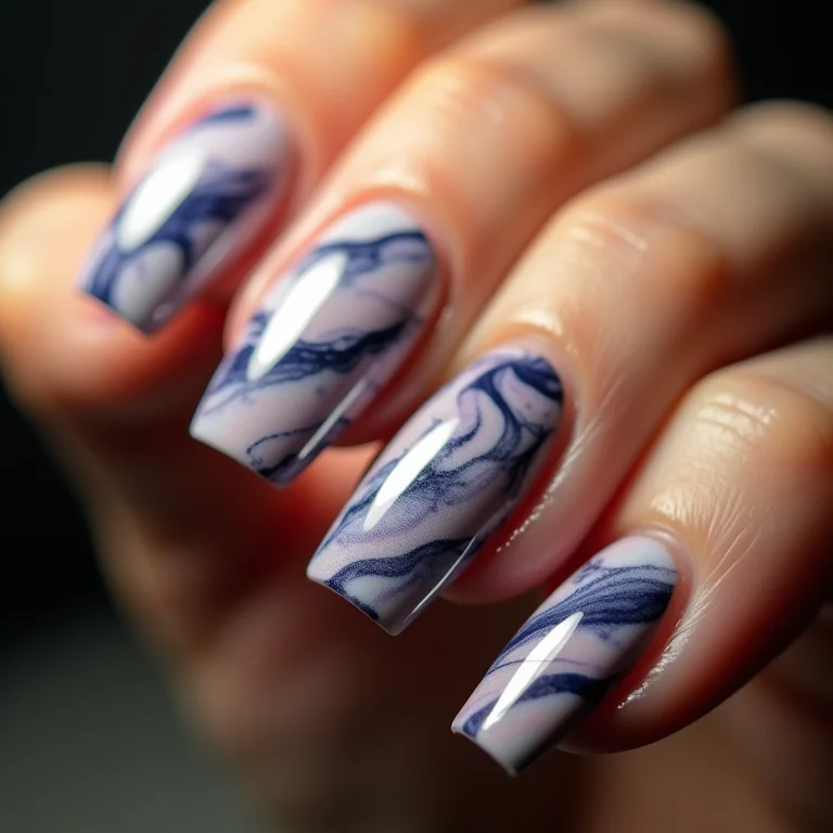 Desenho marmorizado mais definido nas unhas