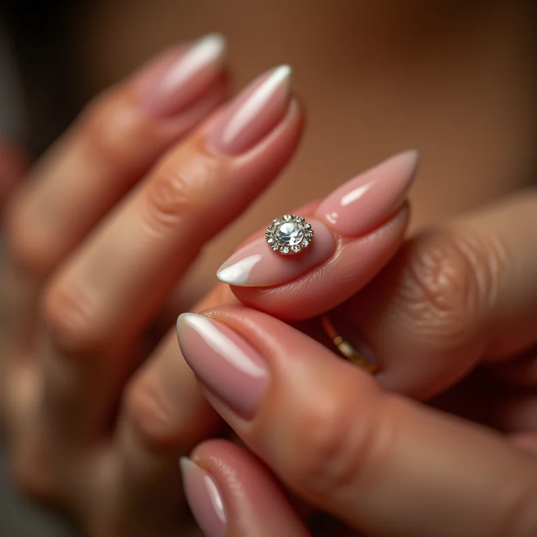 Detalhe de unha com cristal