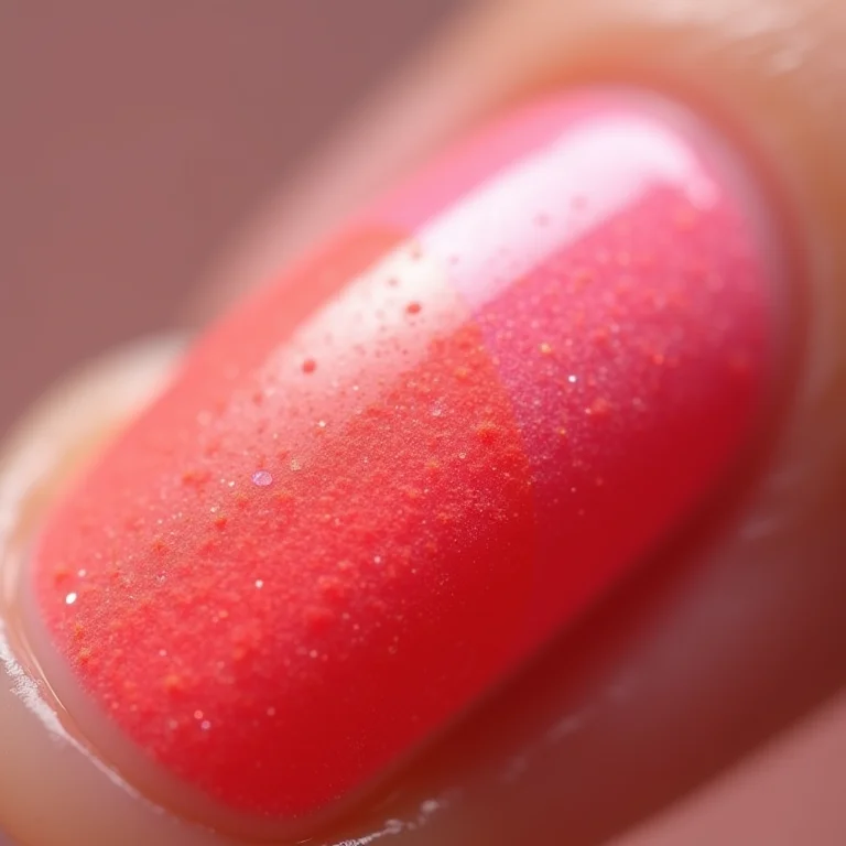 Detalhe de unha com efeito degradê feito com esponja